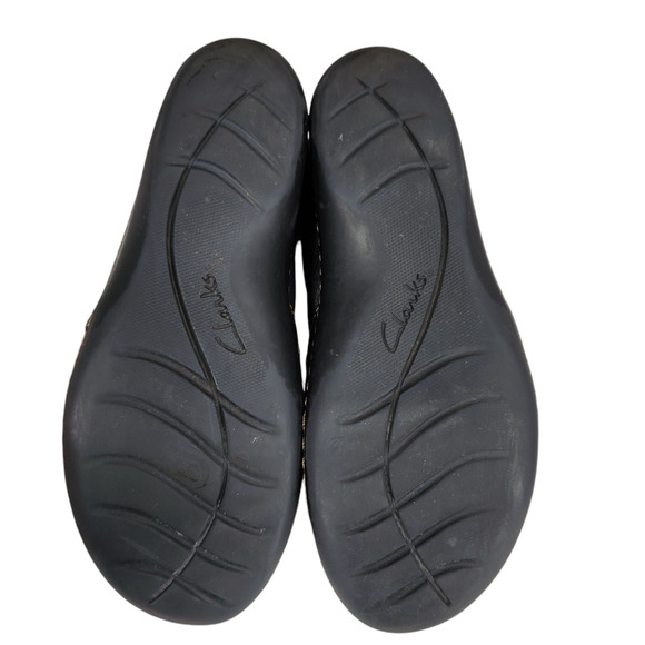 Clarks Slip On Loafers Shoes sz 8 M‎ Women Ashland Glow Leather Black Un Loop - Picture 9 of 10
